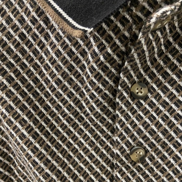 Sold —- Vintage Knit Mens Polo Style Short Sleeve Shirt 3XL, Brown, Black, Cre - Picture 7 of 7